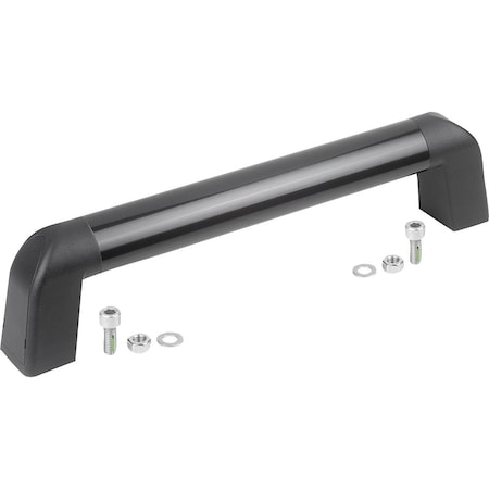 Kipp Tubular Handle Bighand, A=300, L=333, 4 Aluminum Black Grey Powder-Coated, Comp: Plastic, Black ,  K1445.3001